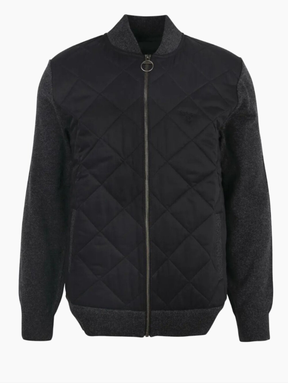 Barbour Essential Box Quilt Zip Jacket Size XXL Charcoal Black Hybrid Layer Wool
